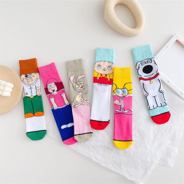 A pack of 12 long women's socks, cotton socks, different shapes - Image 2