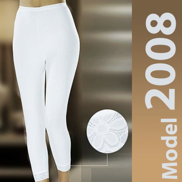 lasso-2008 Cotton leggings with lace trim